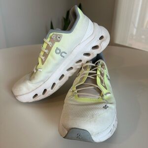 On Running Sneakers in White and Neon Yellow
